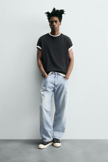 Zara BAGGY FIT 牛仔褲 - 淡藍色