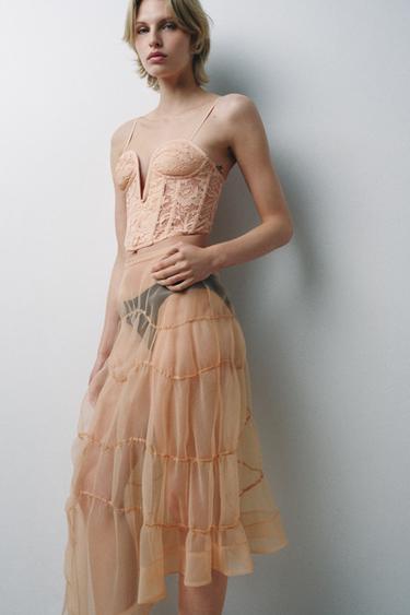 Zara LACE NECKLINE CORSET - Pale pink - Image 0