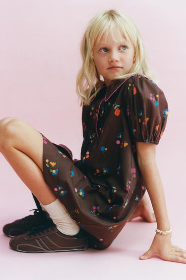 Zara FLORAL PRINT DRESS - Brown