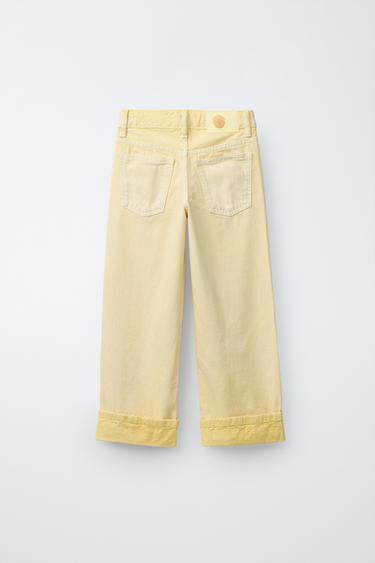 FOLD-UP WIDE-LEG JEANS - Yellow by Zara - Image 1
