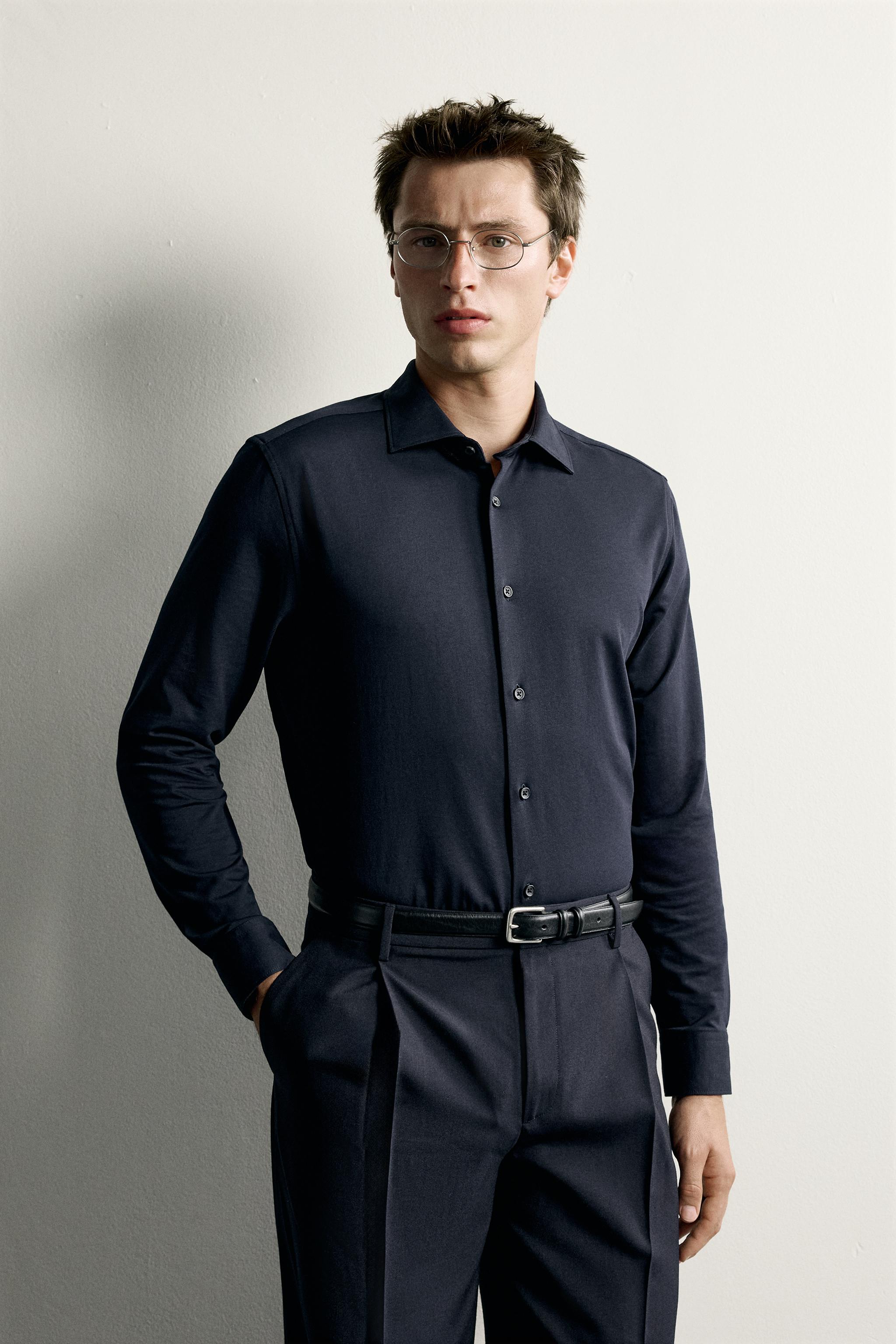 REGULAR FIT SHIRT — Navy blue