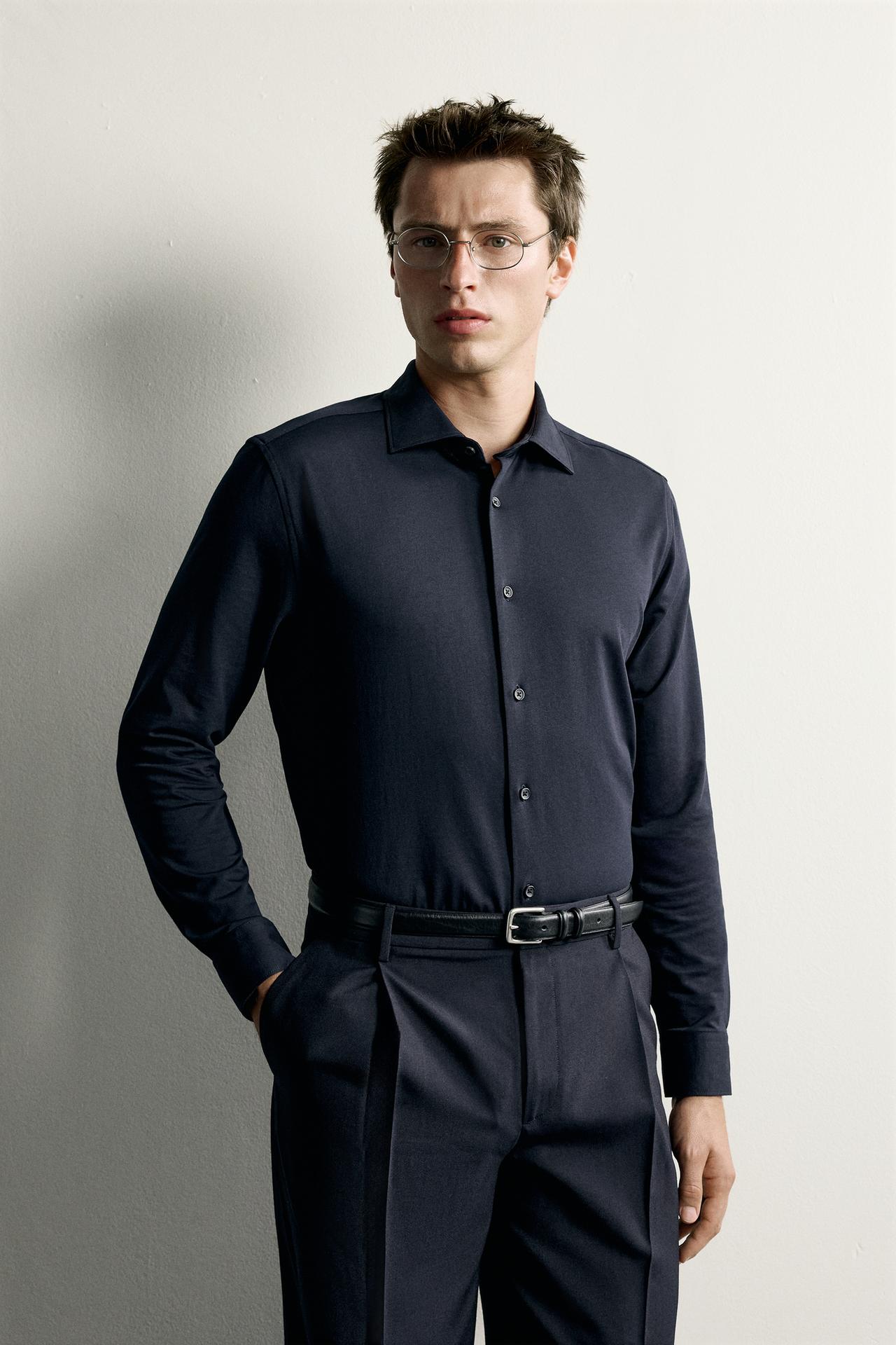 REGULAR FIT SHIRT — Navy blue