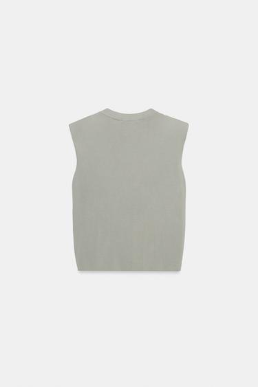 KNIT TOP WITH SHOULDER PADS - GREENISH by Zara - Image 4