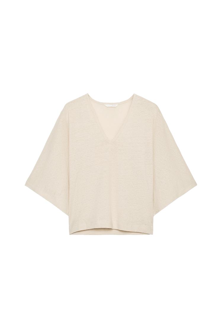 LINEN BLEND V-NECK T-SHIRT