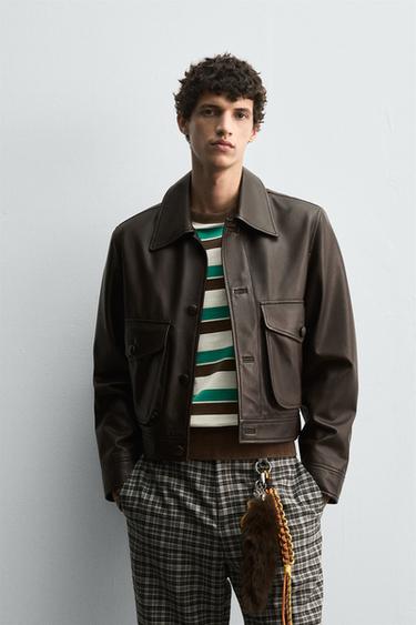 LEATHER JACKET HARRY LAMBERT FOR ZARA X DISNEY - Dark brown by Zara