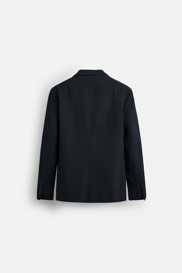 Zara TEXTURED SUIT BLAZER - Navy blue
