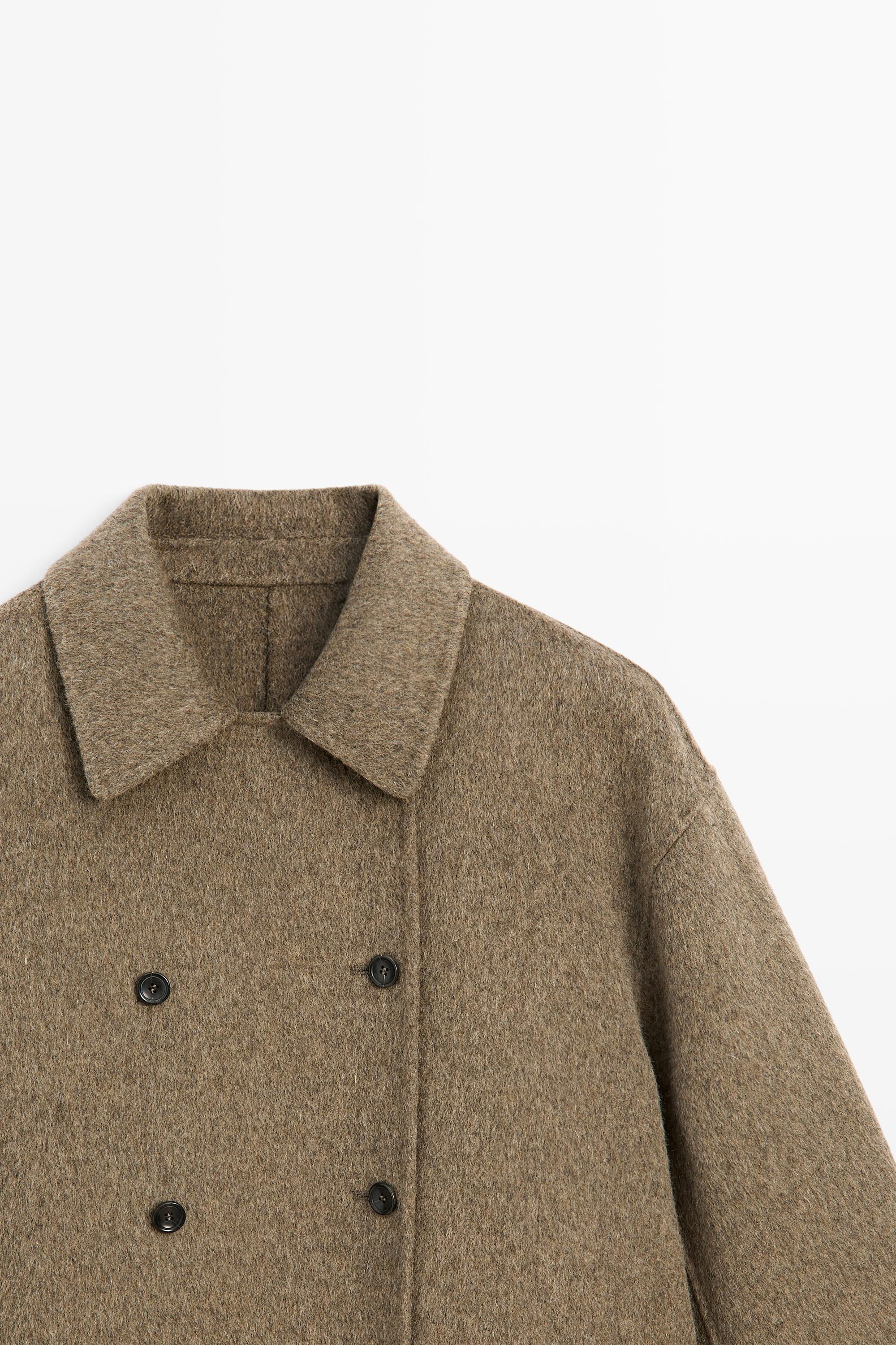Short wool-blend trench coat