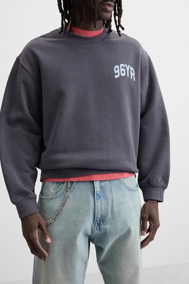 TEXT PRINT CREW NECK SWEATSHIRT - Purple by Zara - Image 4
