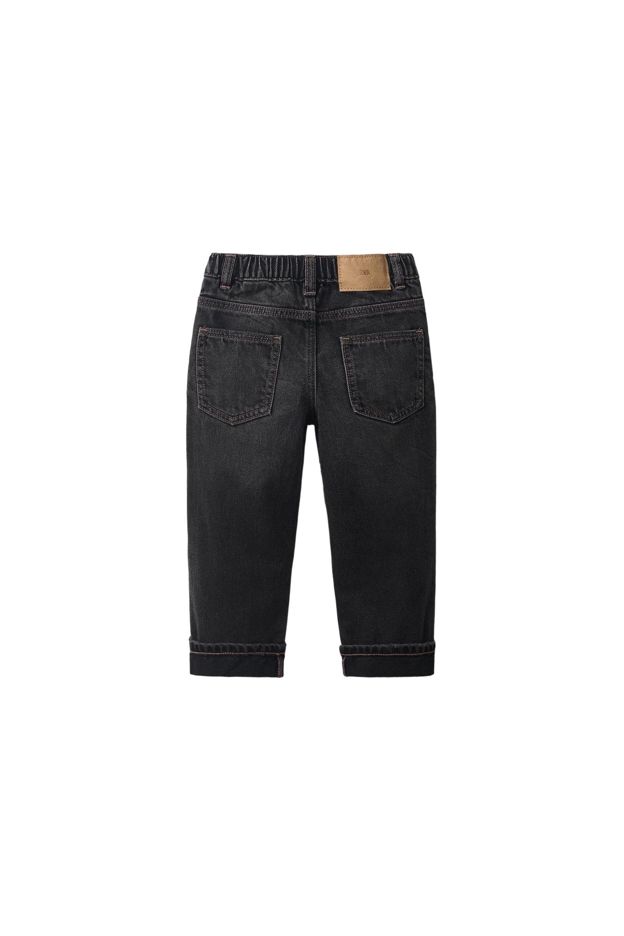 TOPSTITCHED STRAIGHT JEANS — Gray