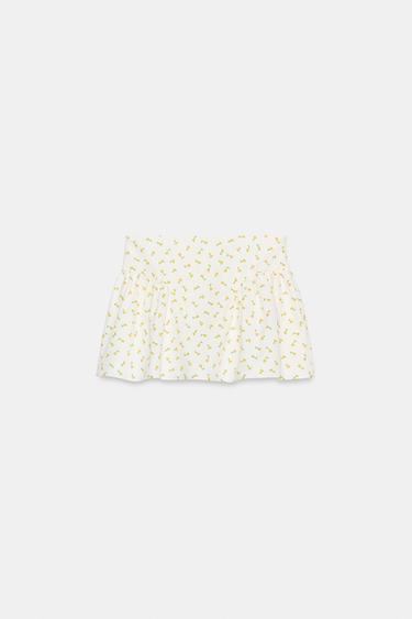 MINI JUPE EN POPELINE À FLEURS - écru/jaune de Zara - Image 3