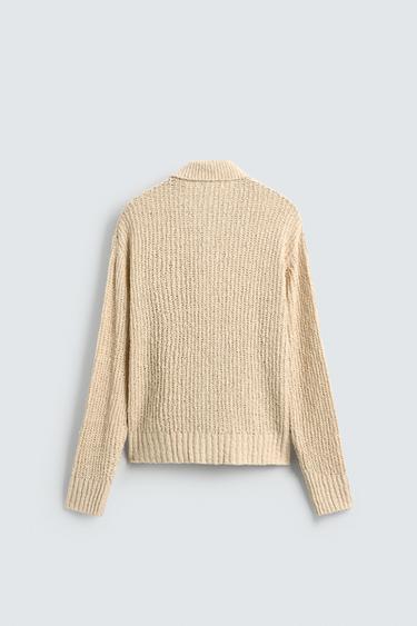 TEXTURED KNIT CARDIGAN - Ecru de Zara - Image 8