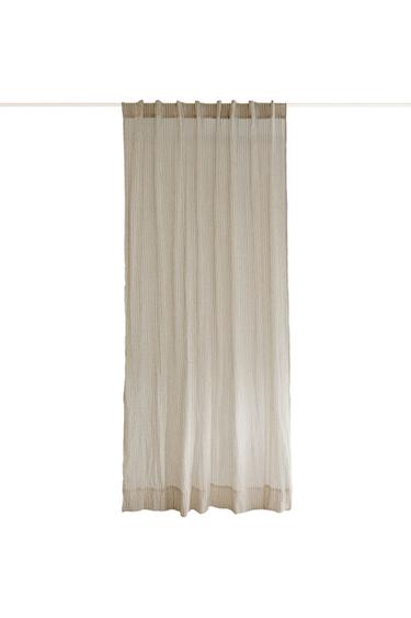 STRIPED MUSLIN CURTAIN - Light blue by Zara