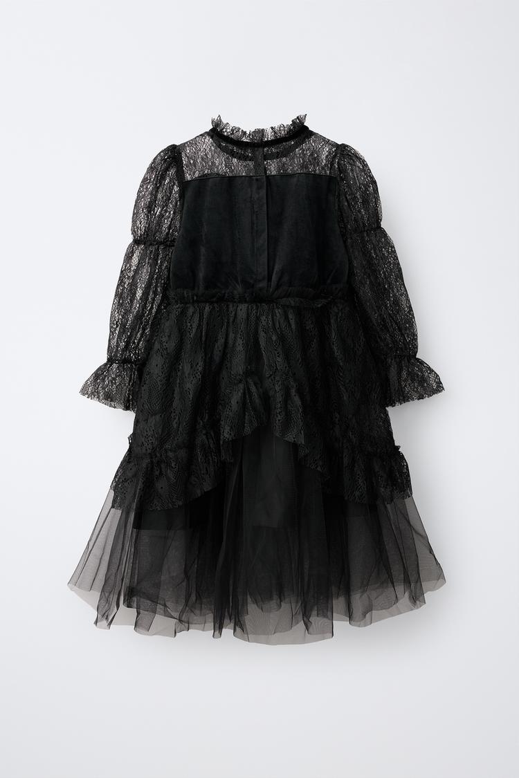 DISFRAZ VESTIDO BRUJA ENCAJE TUL