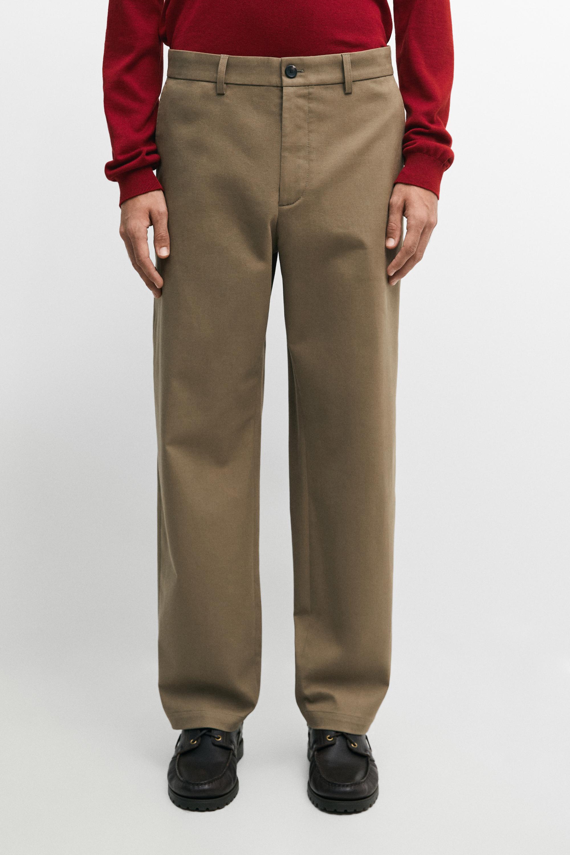 Cotton blend straight-leg pants — Mink