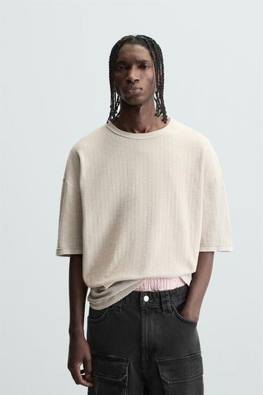 CAMISETA LAVADA ESTRUCTURA PUNTO - Hielo de Zara