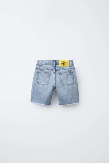 ZARA X BODY GLOVE ® RIPPED STRAIGHT DENIM BERMUDA SHORTS - Light blue by Zara - Image 1