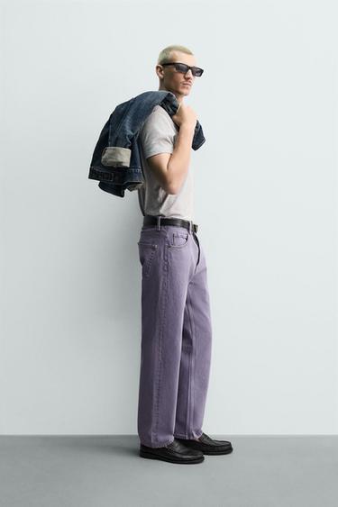 WASHED COLOUR STRAIGHT-LEG JEANS - Purple by Zara - Image 3