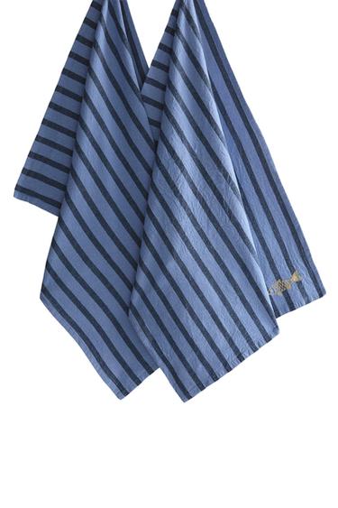 PACK OF STRIPED FISH TEA TOWEL (PACK OF 2) - Blue by Zara