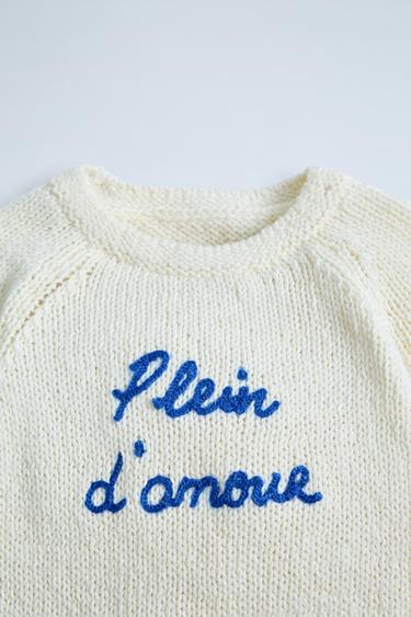 BODY EN MAILLE AVEC INSCRIPTION BRODÉE - Écru de Zara - Image 2
