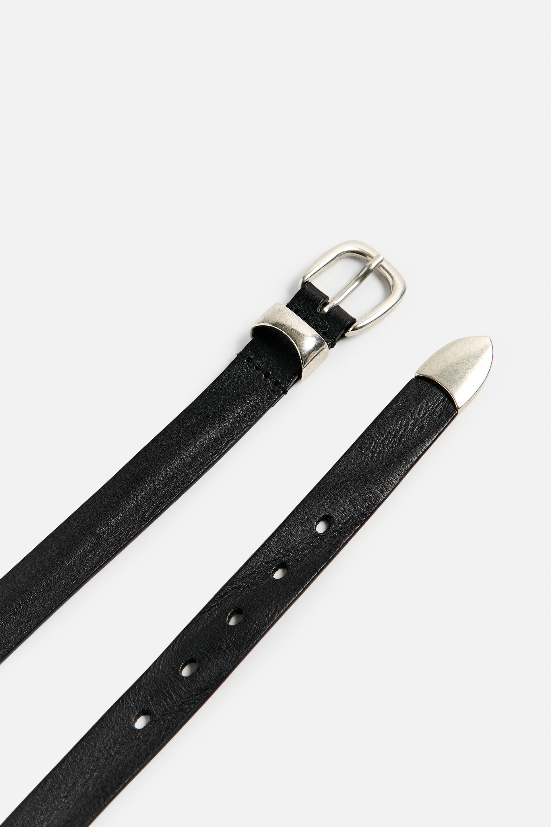 LEATHER BELT WITH METAL TIP