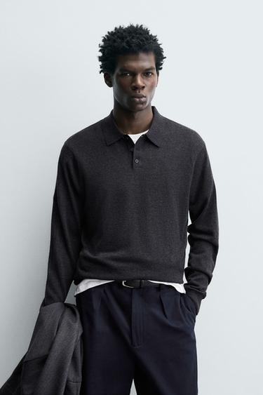 POLO PUNTO MISTO LANA - SETA - Grigio Antracite di Zara
