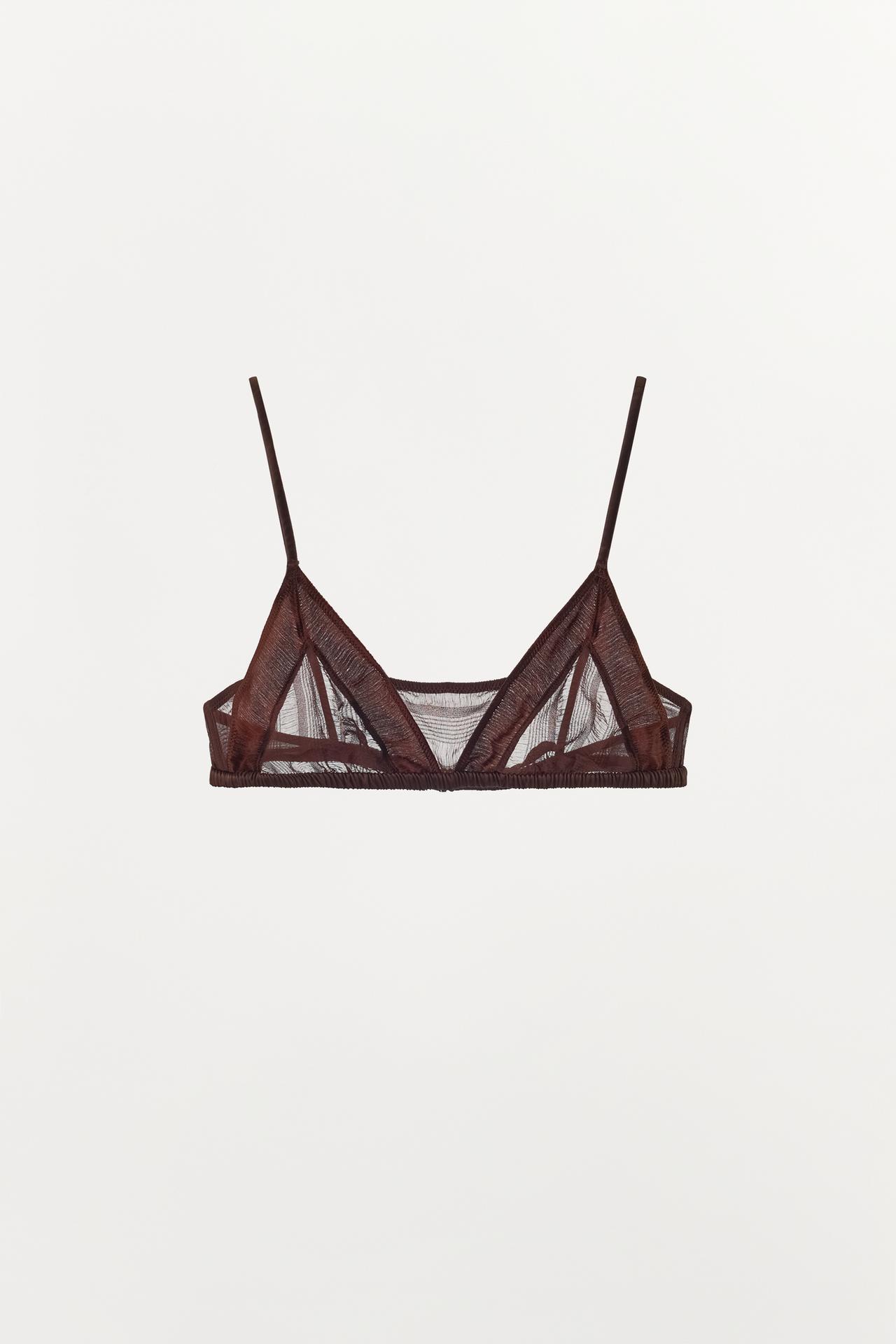 SILK BLEND MIXED BRA — Dark brown