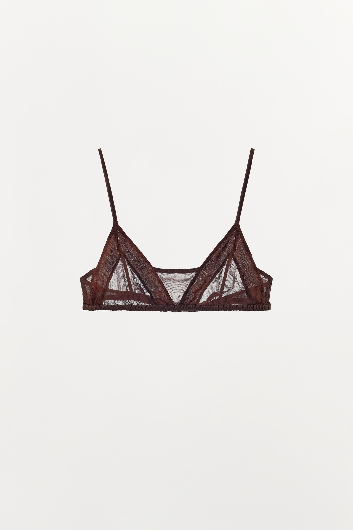 Бра Mixed, шёлк — Zara, цвет: Тёмный коричневый — фото 5