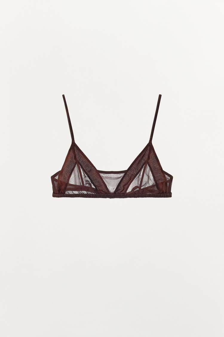 SILK BLEND MIXED BRA — Dark brown
