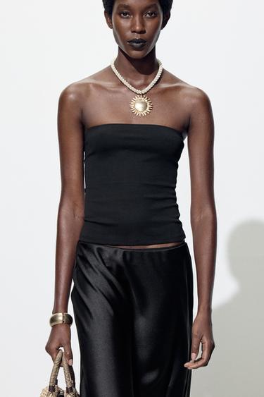 STRAPLESS TOP - Black by Zara