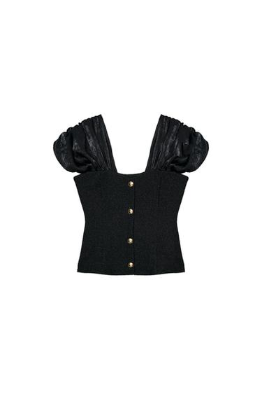 TOP KOMBINIM BUKELE - E zezë/ natyrale nga Zara