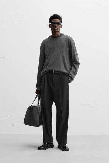 Zara SWEATER WITH ASYMMETRIC COLLAR - Gray marl - Image 0