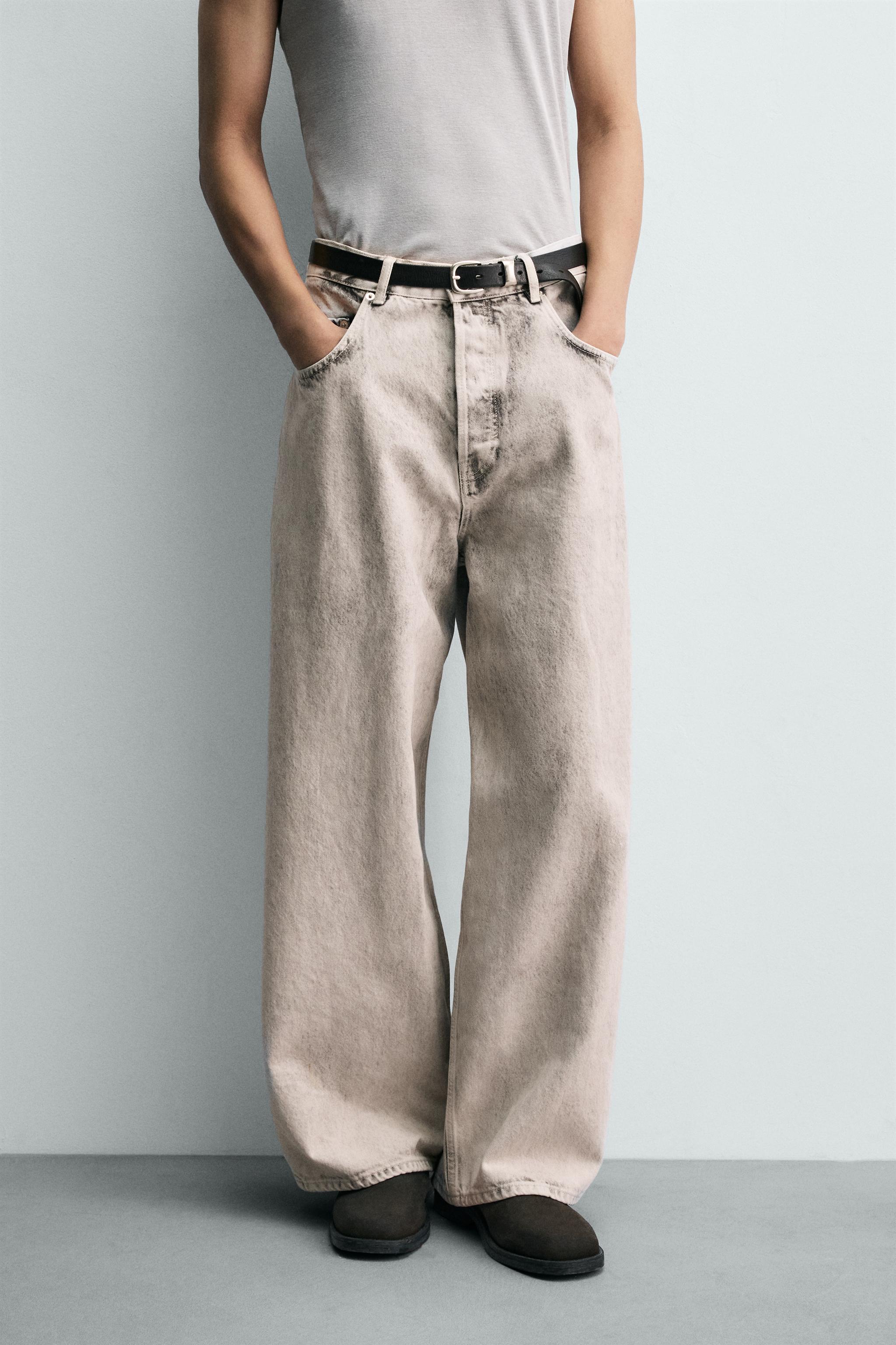 ブリーチウォッシュバギーフィットデニムパンツ - オフホワイト | ZARA 