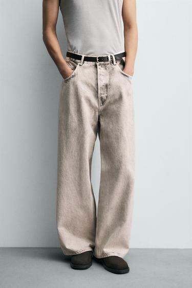 BLEACHED WASH BAGGY FIT JEANS - Oyster-white by Zara
