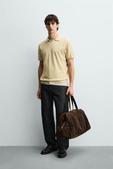 Zara TEXTURED KNIT POLO SHIRT - Pastel yellow - Image 0
