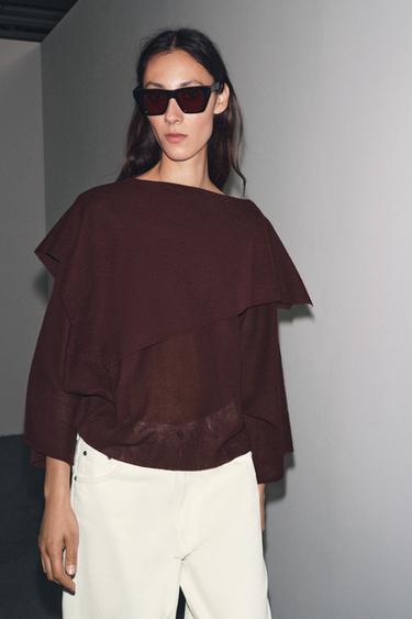 PLAIN KNIT LAYERED TOP - Aubergine by Zara - Image 3