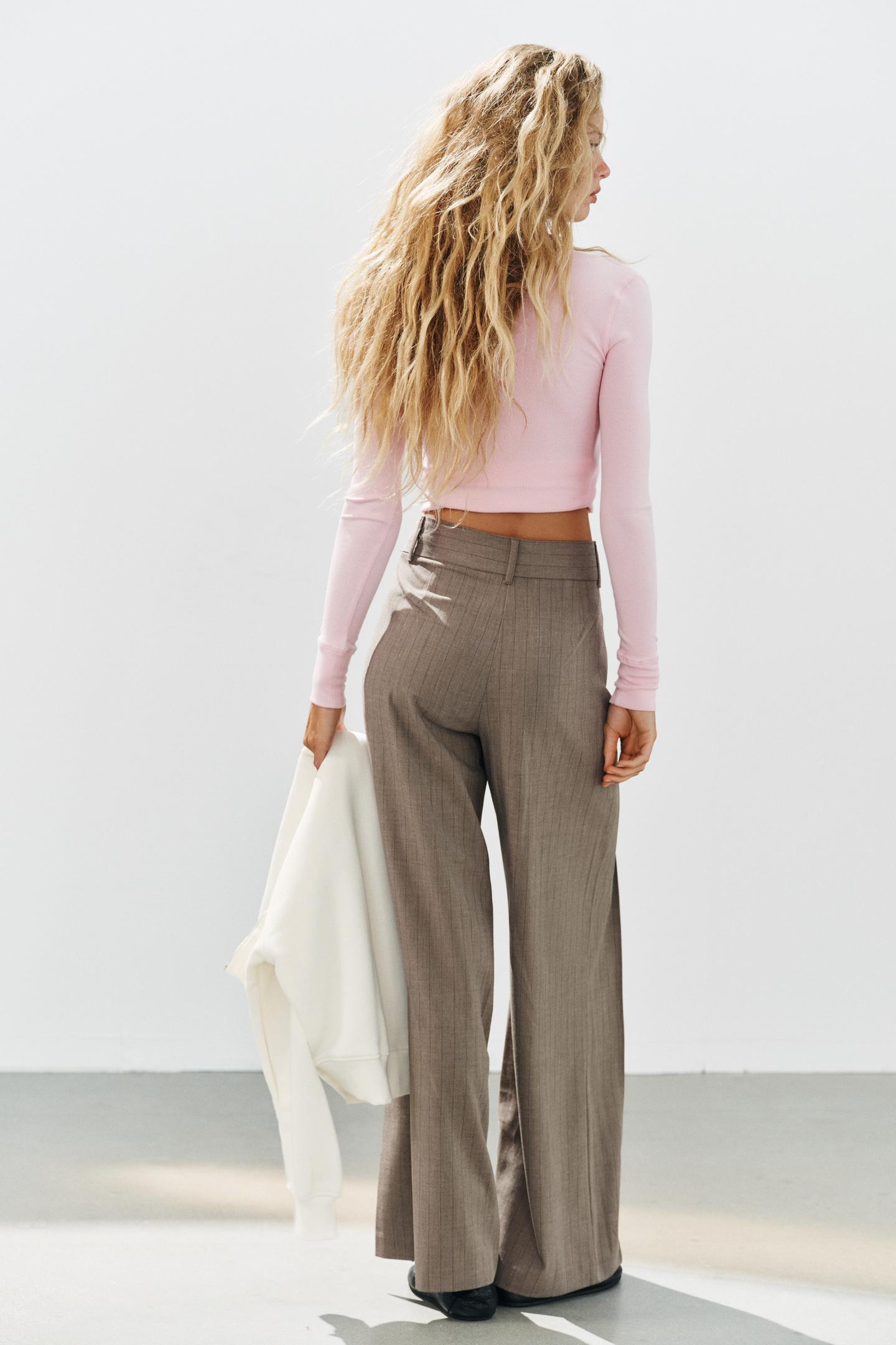 Женские брюки Zara Pinstripe Pleated, цвет: Коричневый — фото 5