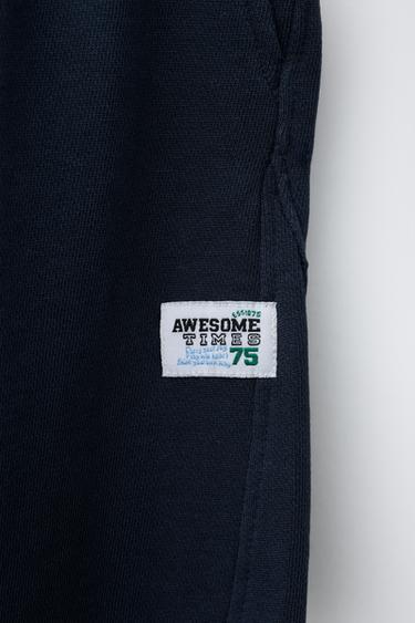 PANTALON BARREL ÉTIQUETTE - Bleu marine de Zara - Image 3