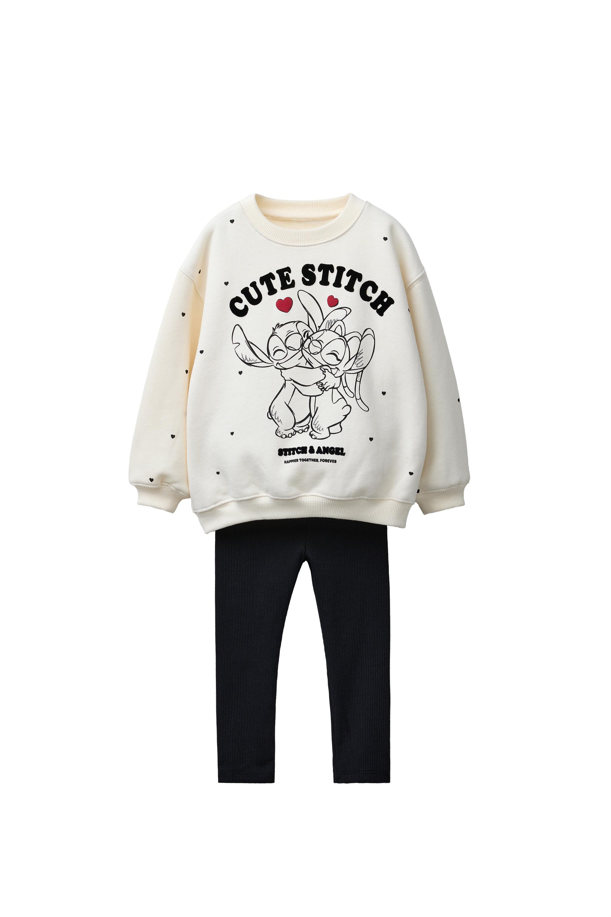 LILO & STITCH © DISNEY RIBBED SWEATSHIRT AND LEGGINGS SET - Ecru