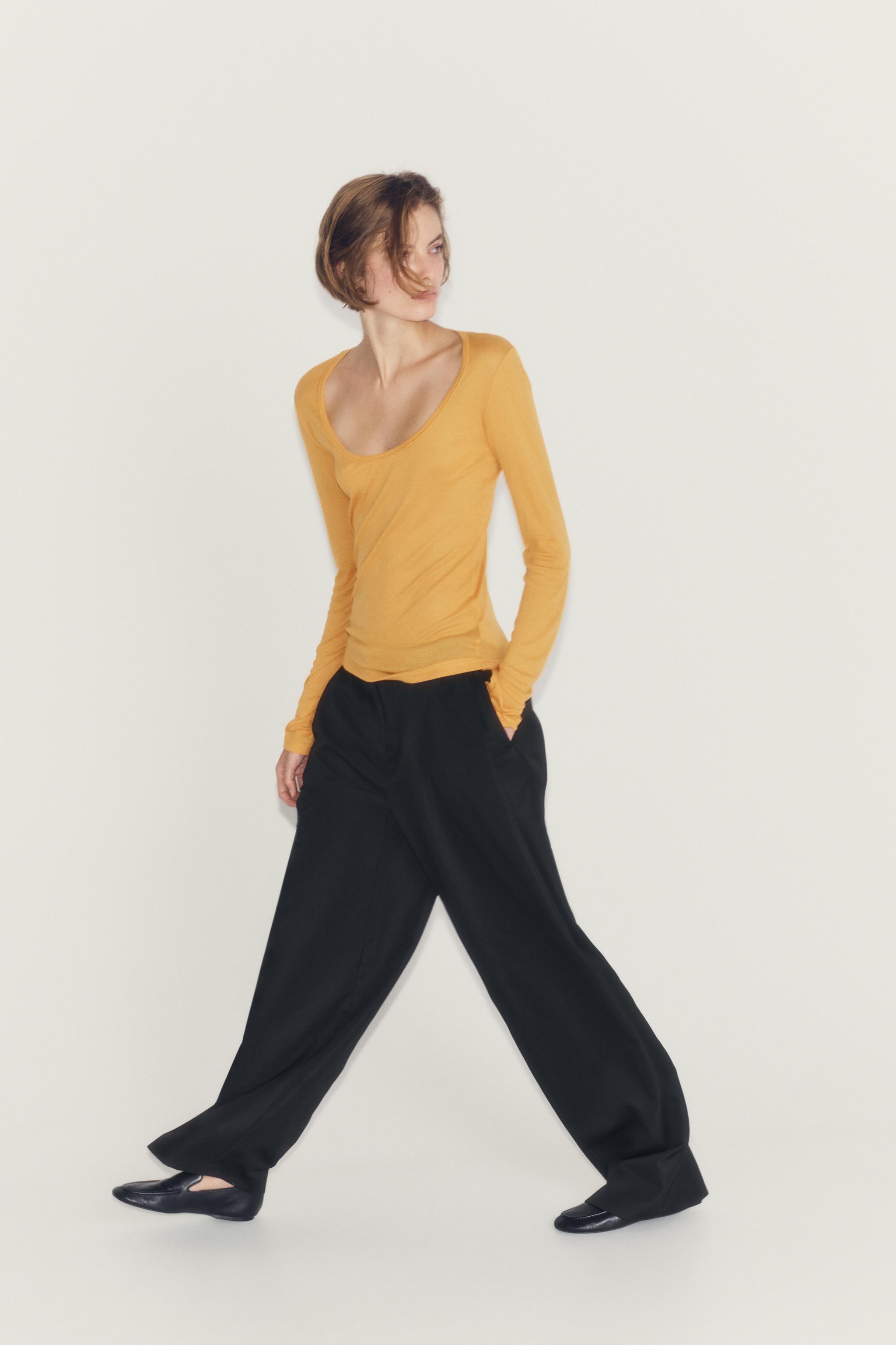 Zara BİSİKLET YAKA T-SHIRT görsel 4