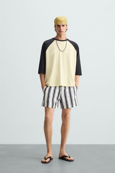 CAMISETA MANGA CONTRASTE - Amarillo claro de Zara - Imagen 0