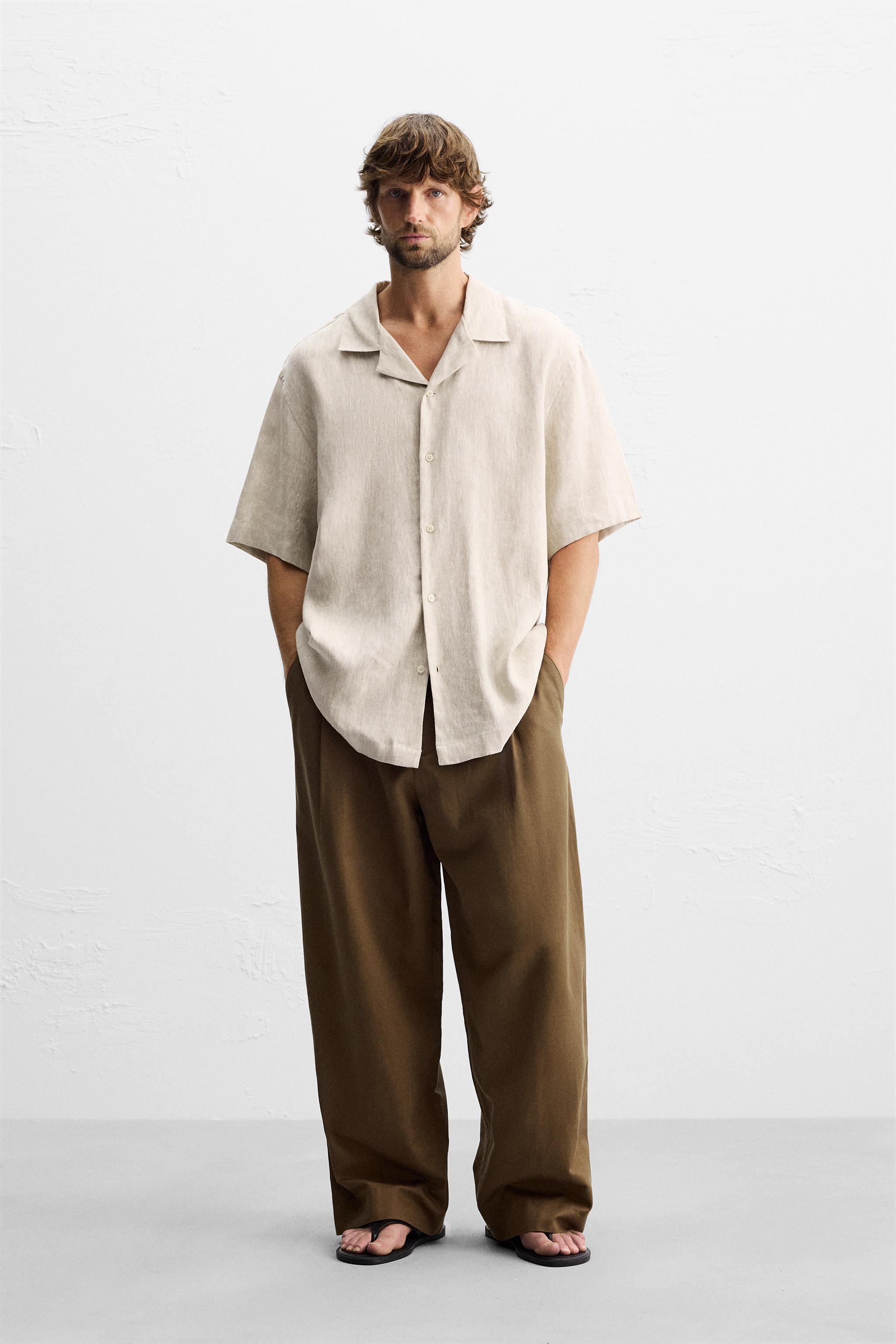 zara man トップ シャツ