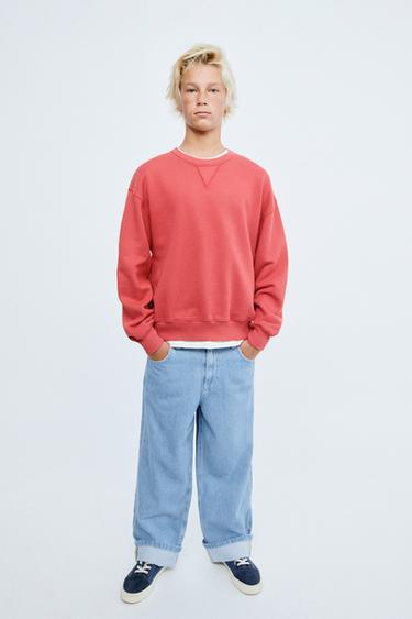 STORIESZ - EINFARBIGES SWEATSHIRT MIT RIPPENBÜNDCHEN - Leuchtend Rot von Zara