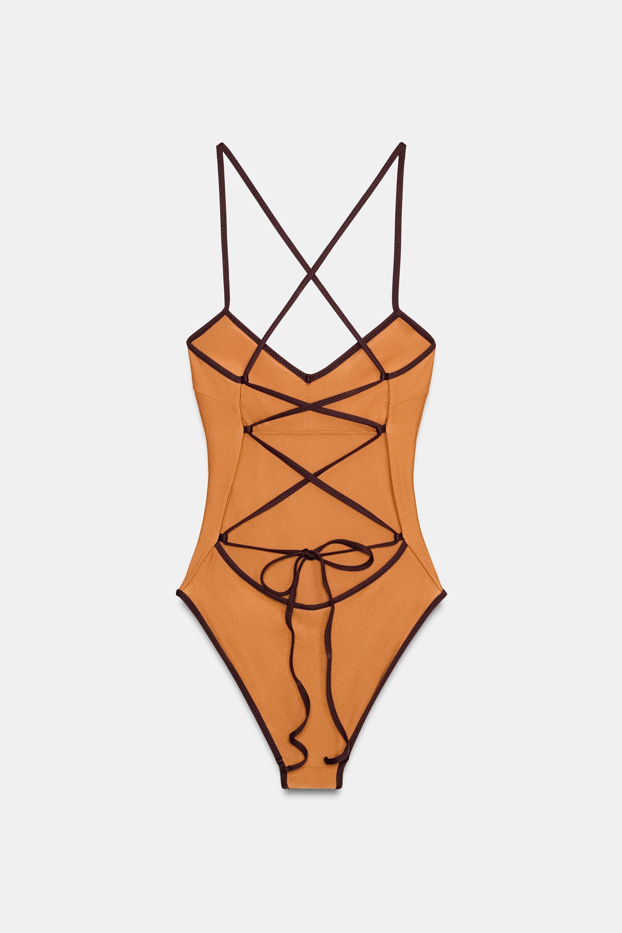 MAILLOT DE BAIN SATINÉ FINITIONS CONTRASTÉES