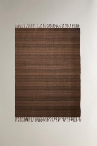 CHECK THROW WITH FRINGING - Green by Zara