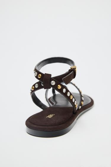 SANDALES EN CUIR FANTAISIE - Marron de Zara - Image 3