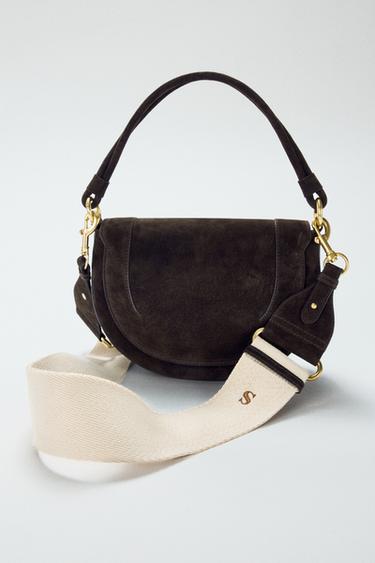 LEATHER SPLIT SUEDE CROSSBODY BAG - Chocolate by Zara