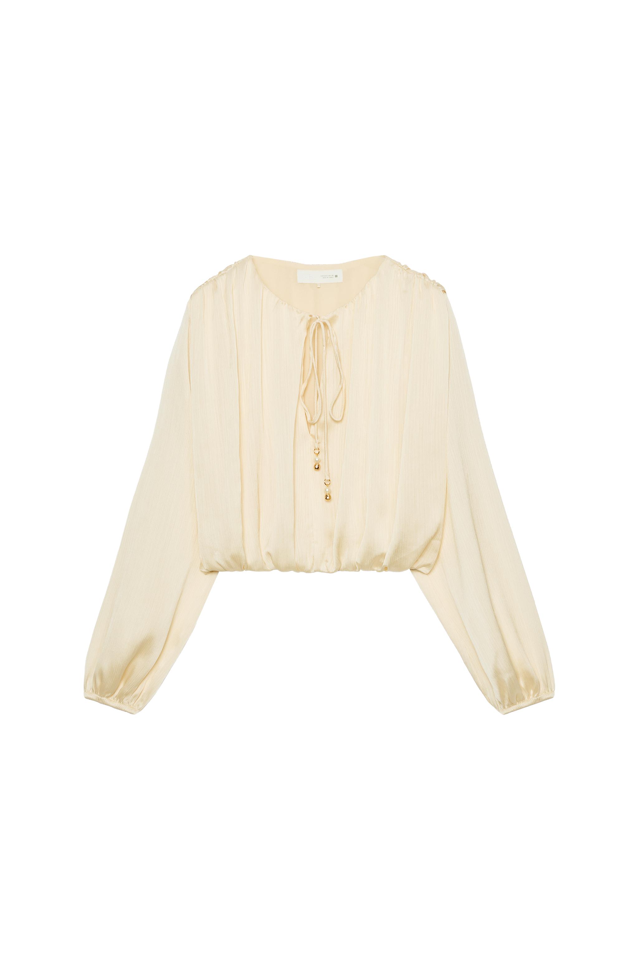 SATIN EFFECT BALLOON BLOUSE - Oyster-white | ZARA United States