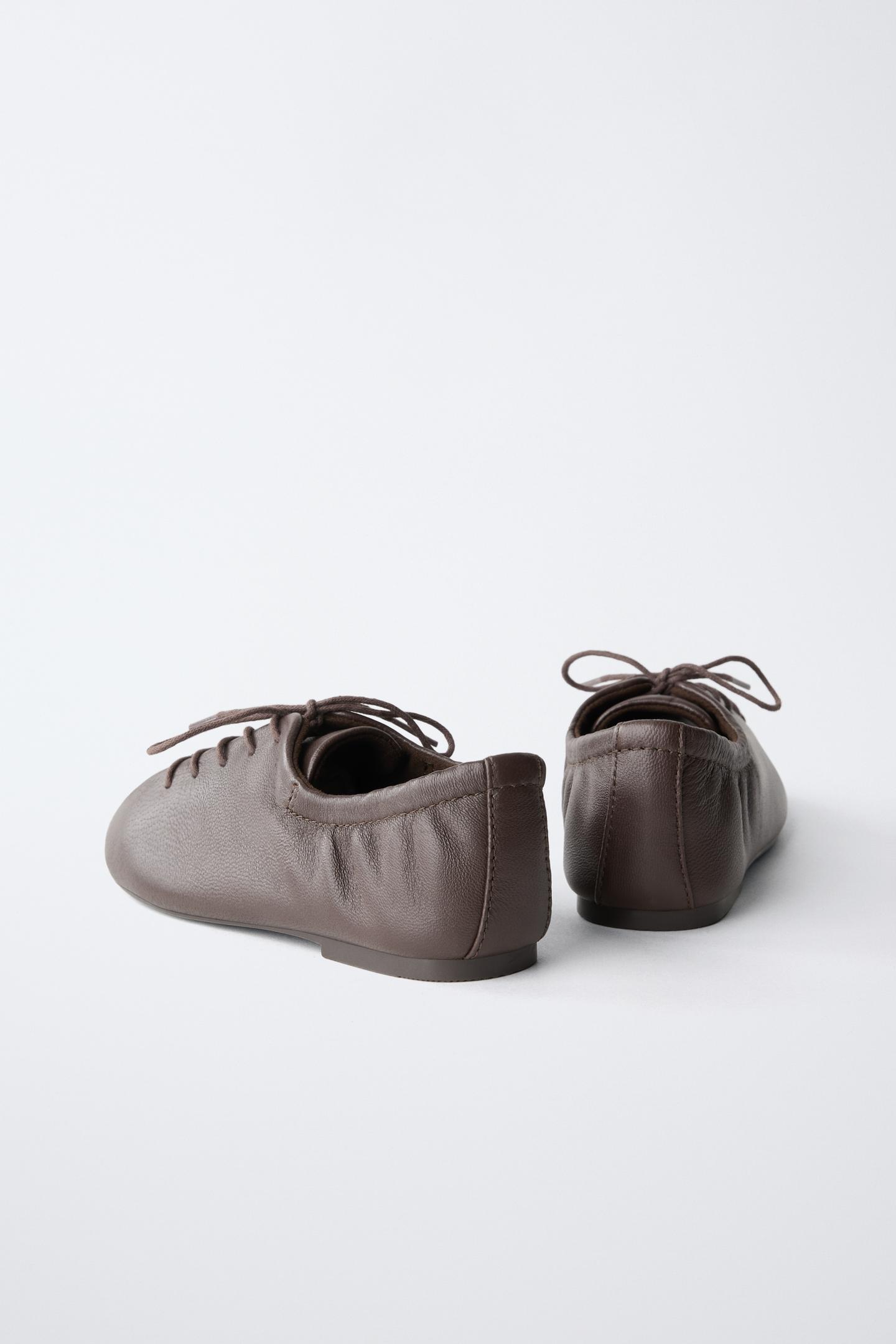 Детские туфли Zara Leather Blucher, цвет: Коричневый — фото 6