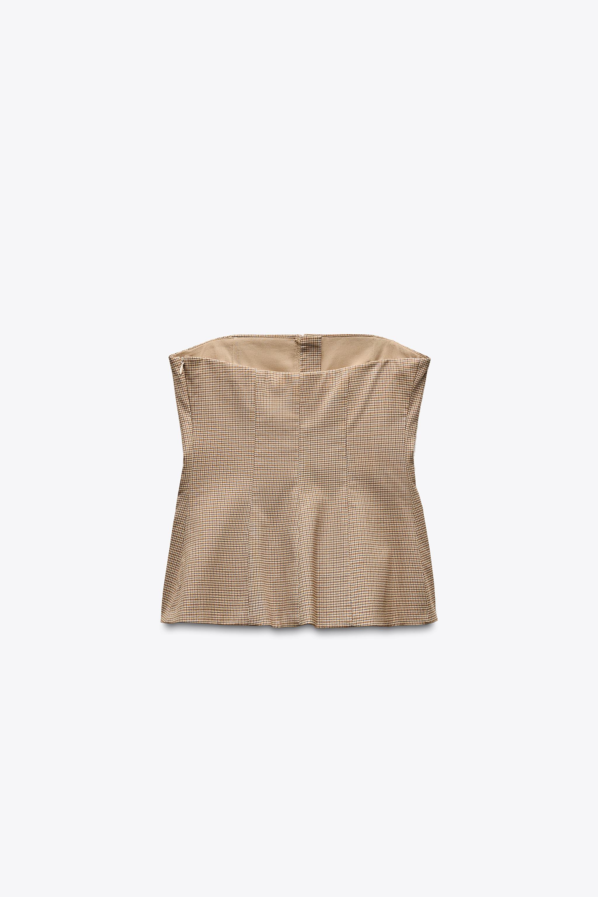 ZARA ギンガム チェック クロップド トップス XS - メルカリ