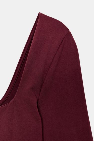 SQUARE NECK POLYAMIDE BODYSUIT - Wine by Zara - Image 6